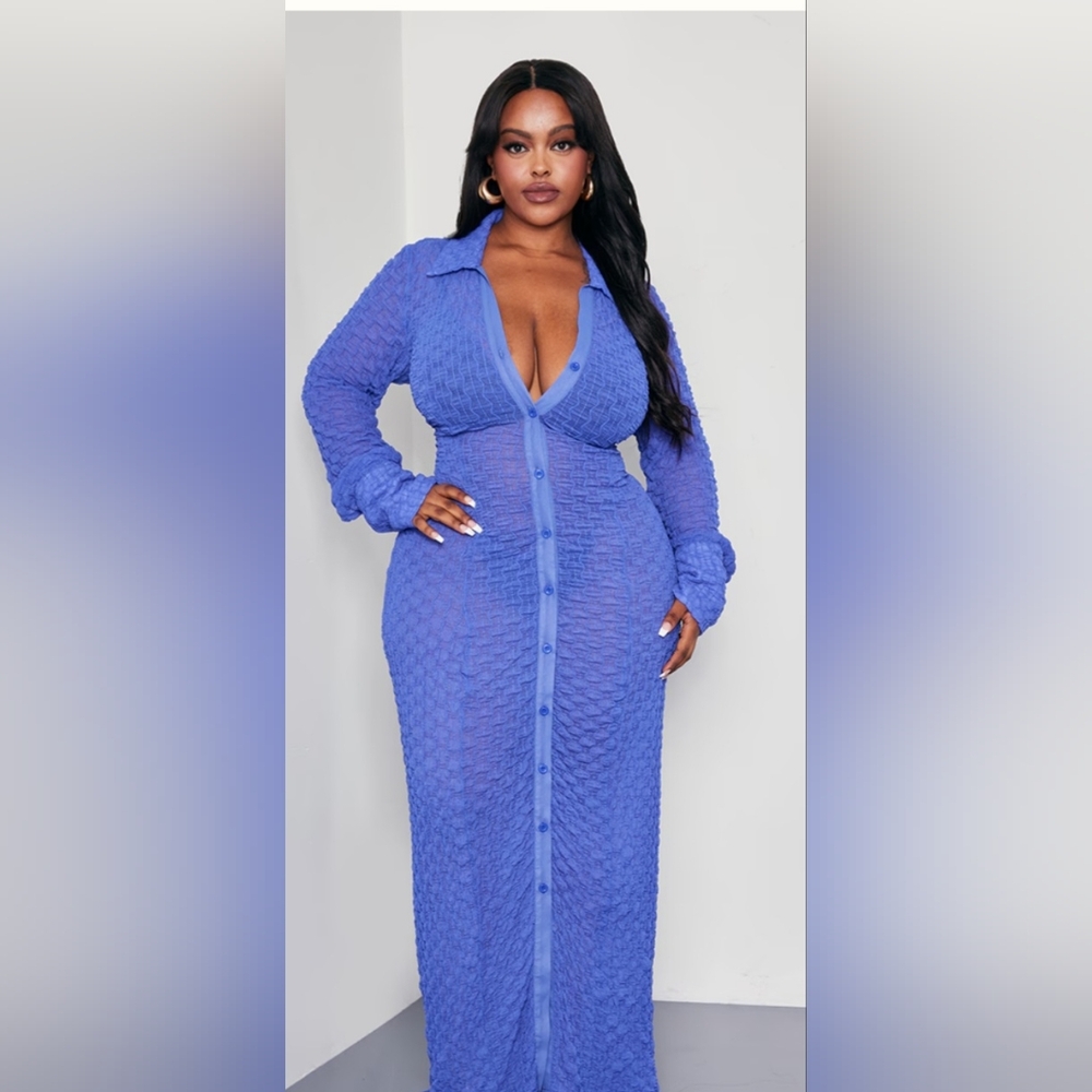 PrettyLittleThing Cobalt Blue Beach Shirt Dress